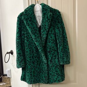 Zadig & Voltaire Green Animal Print Teddy Jacket